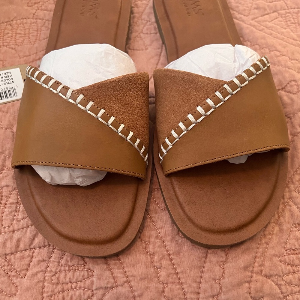Toms Shea Leather Slide Sandals